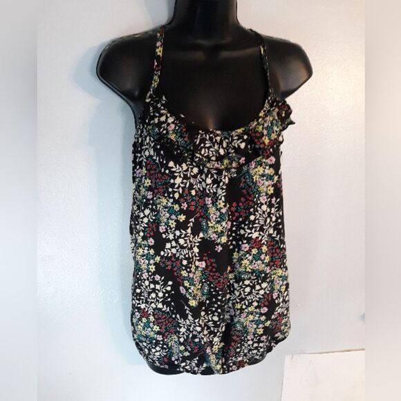 julie's closet Tops - Julie's Closet black floral racerback tank top